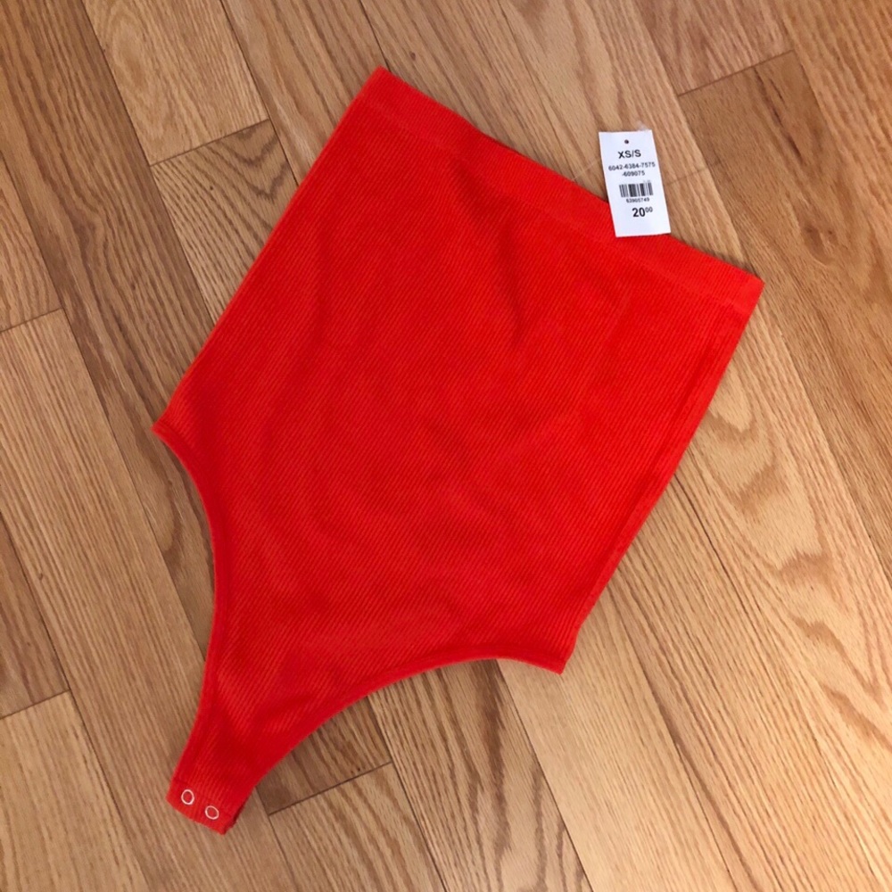 F21 Seamless Red Tube Bodysuit (Size S)
